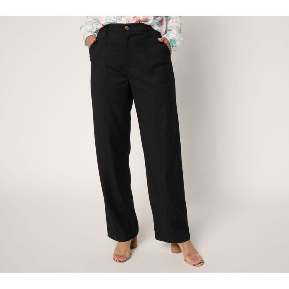 nicole by Nicole Miller Women's Plus Sz Pants 20 Twill Utility Pant Black